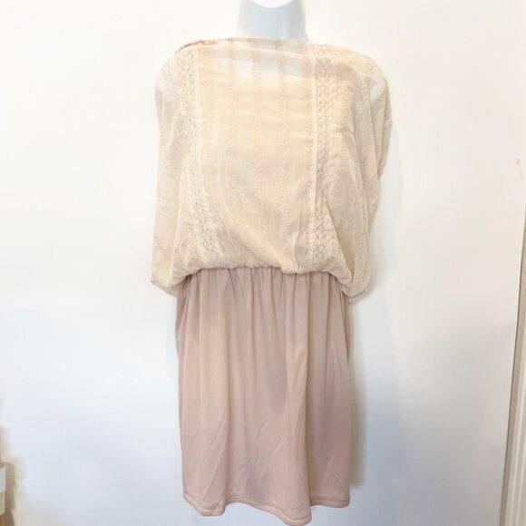 Aqua Pointelle Lace Dress Blush Color Large NWT Sleeveless Mini Elegant Design - Picture 8 of 13